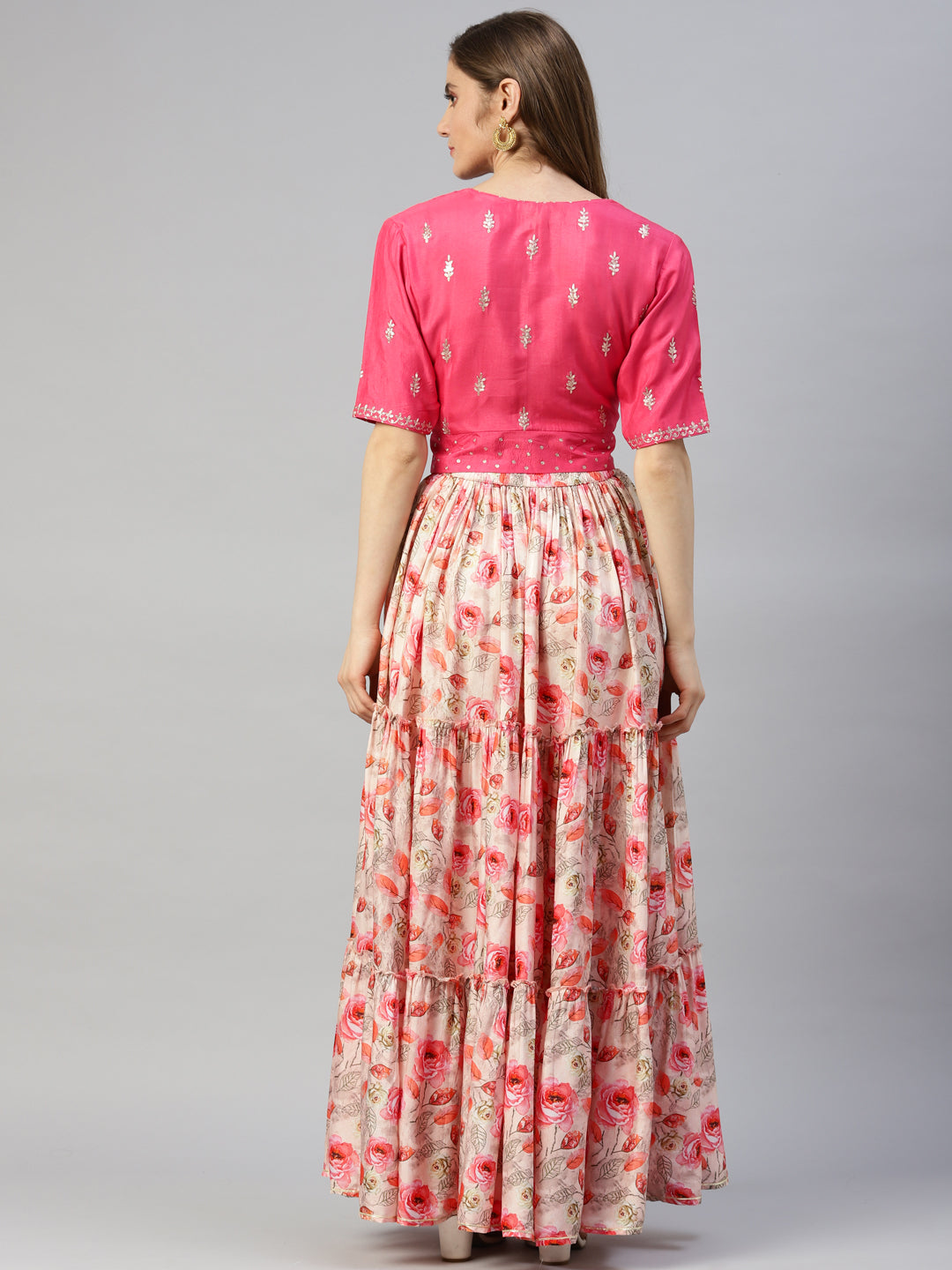 Women Pink Raw Silk Top With Skirt Set | LASVINI - Redefining Indian Fashion with Elegance