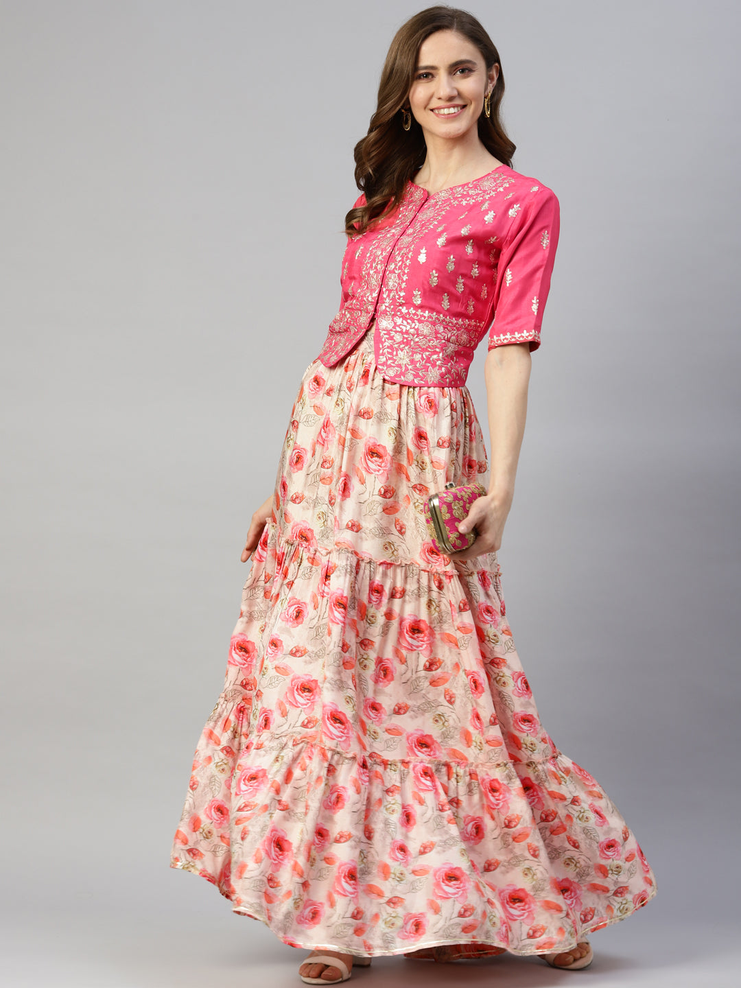 Women Pink Raw Silk Top With Skirt Set | LASVINI - Redefining Indian Fashion with Elegance