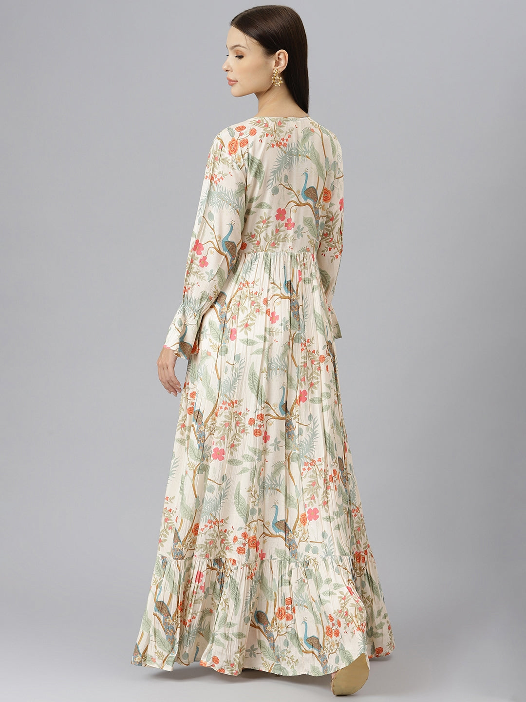 Women Light Pink Muslin Flared Gown | LASVINI - Redefining Indian Fashion with Elegance
