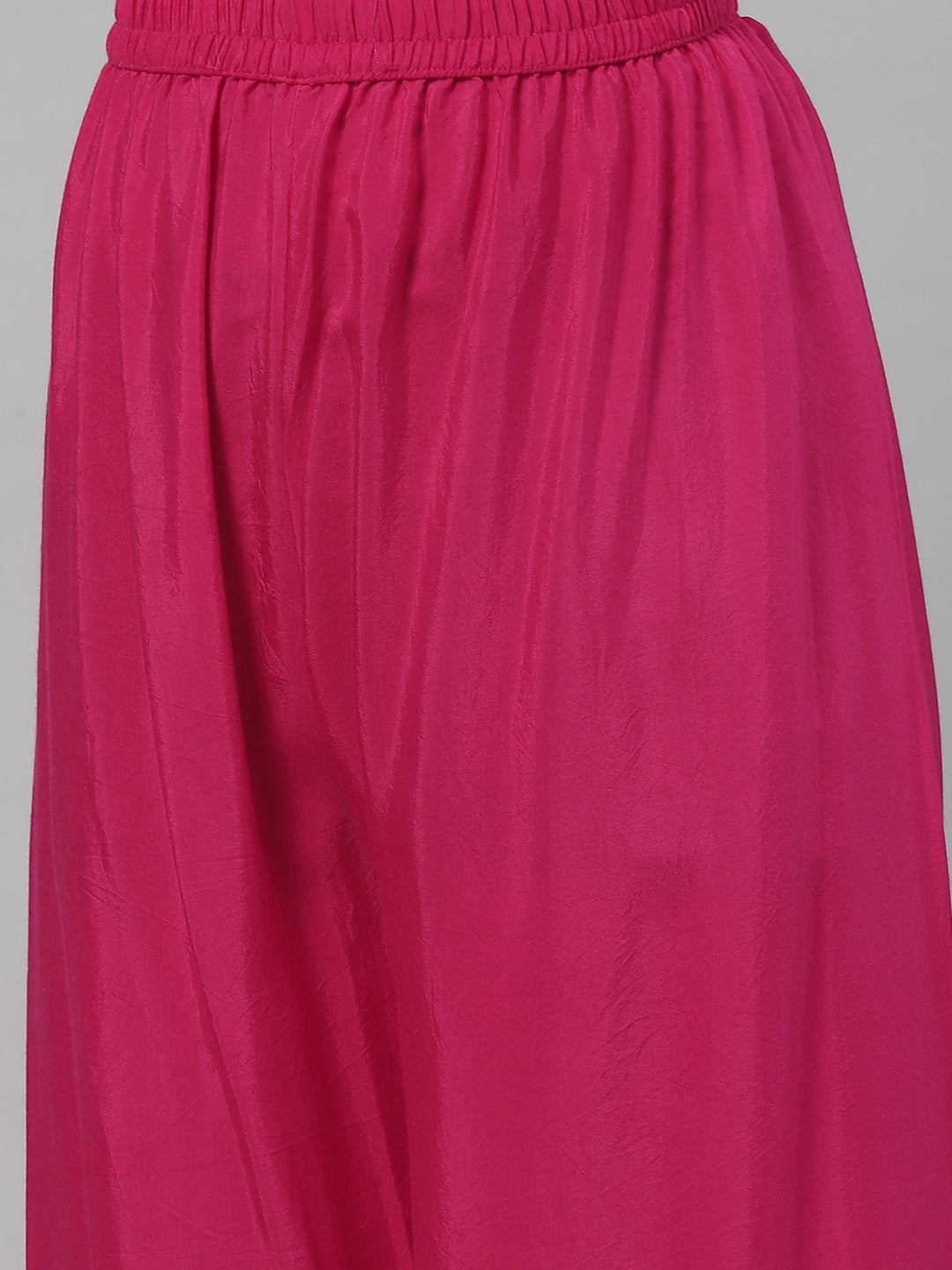 Women Dark Pink Pure Rassion Chenderi Kurta Sharara Set With Dupatta | LASVINI - Redefining Indian Fashion with Elegance