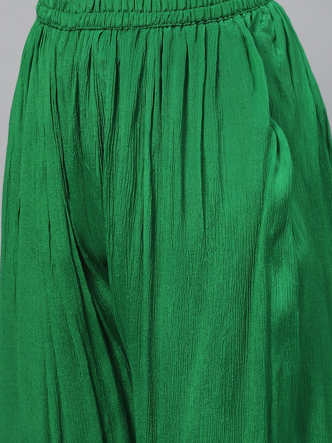 Women Pure Chinon Rama Green Bandhani Printed Kurta Sharara Set With Dupatta | LASVINI - Redefining Indian Fashion with Elegance