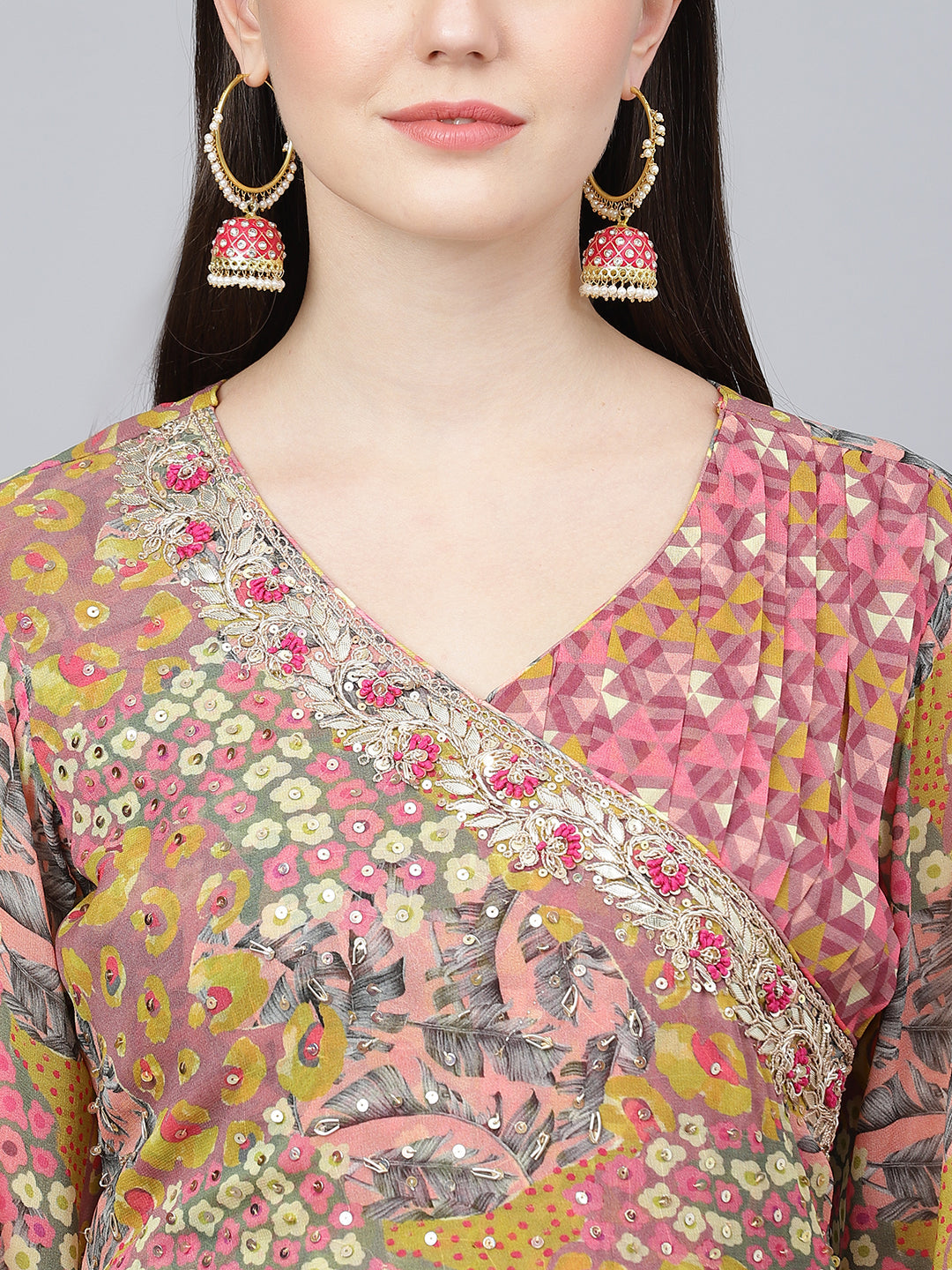 Women Multi Georgette Flared Lehenga Choli Set | LASVINI - Redefining Indian Fashion with Elegance