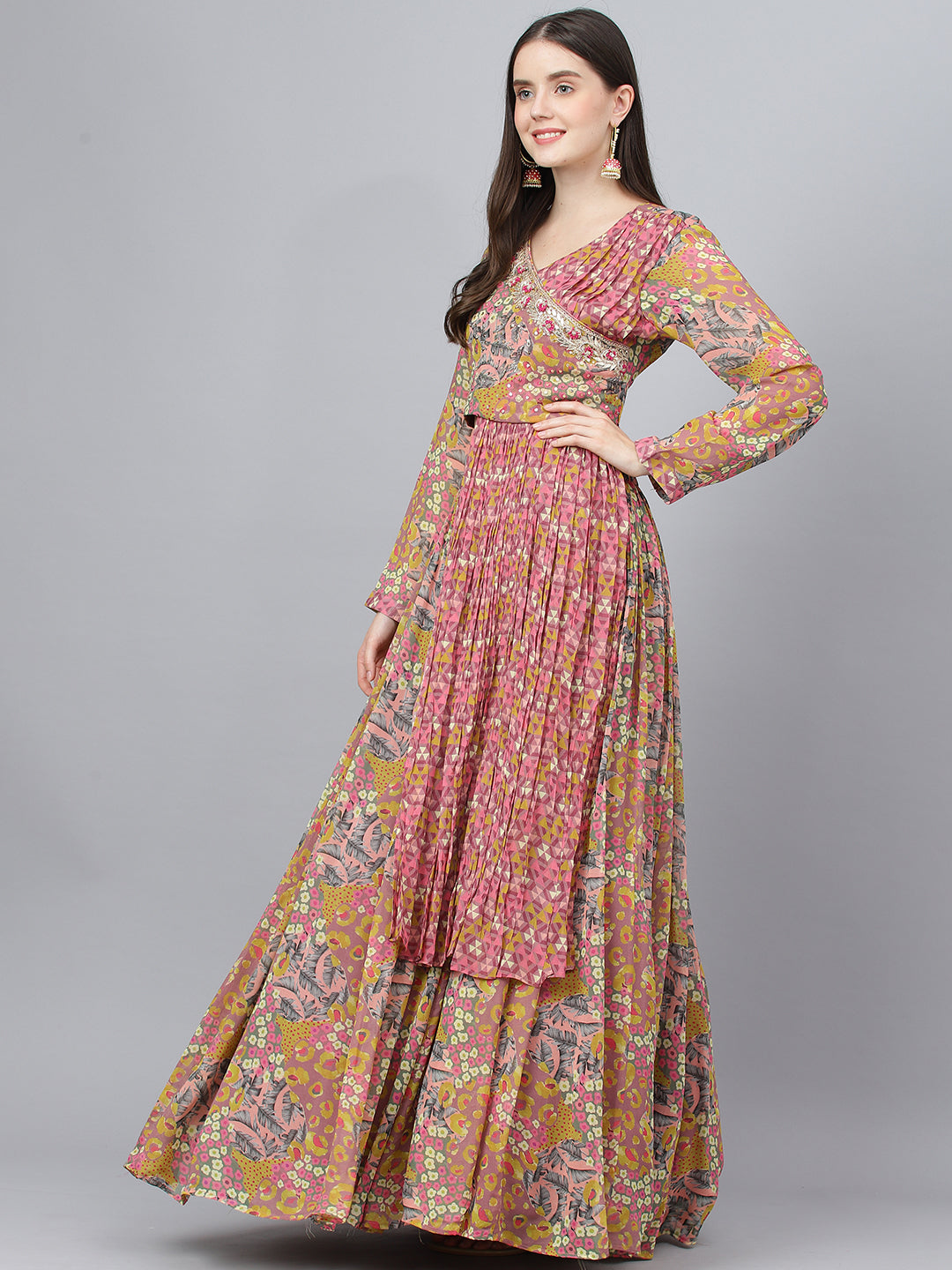 Women Multi Georgette Flared Lehenga Choli Set | LASVINI - Redefining Indian Fashion with Elegance