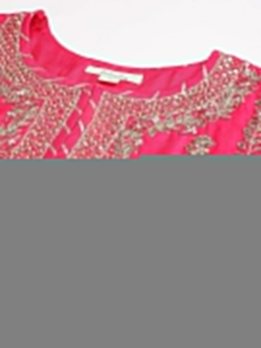 Pink Russian Silk Hand Embroidery Kurta Sharara With Organza Dupatta | LASVINI - Redefining Indian Fashion with Elegance