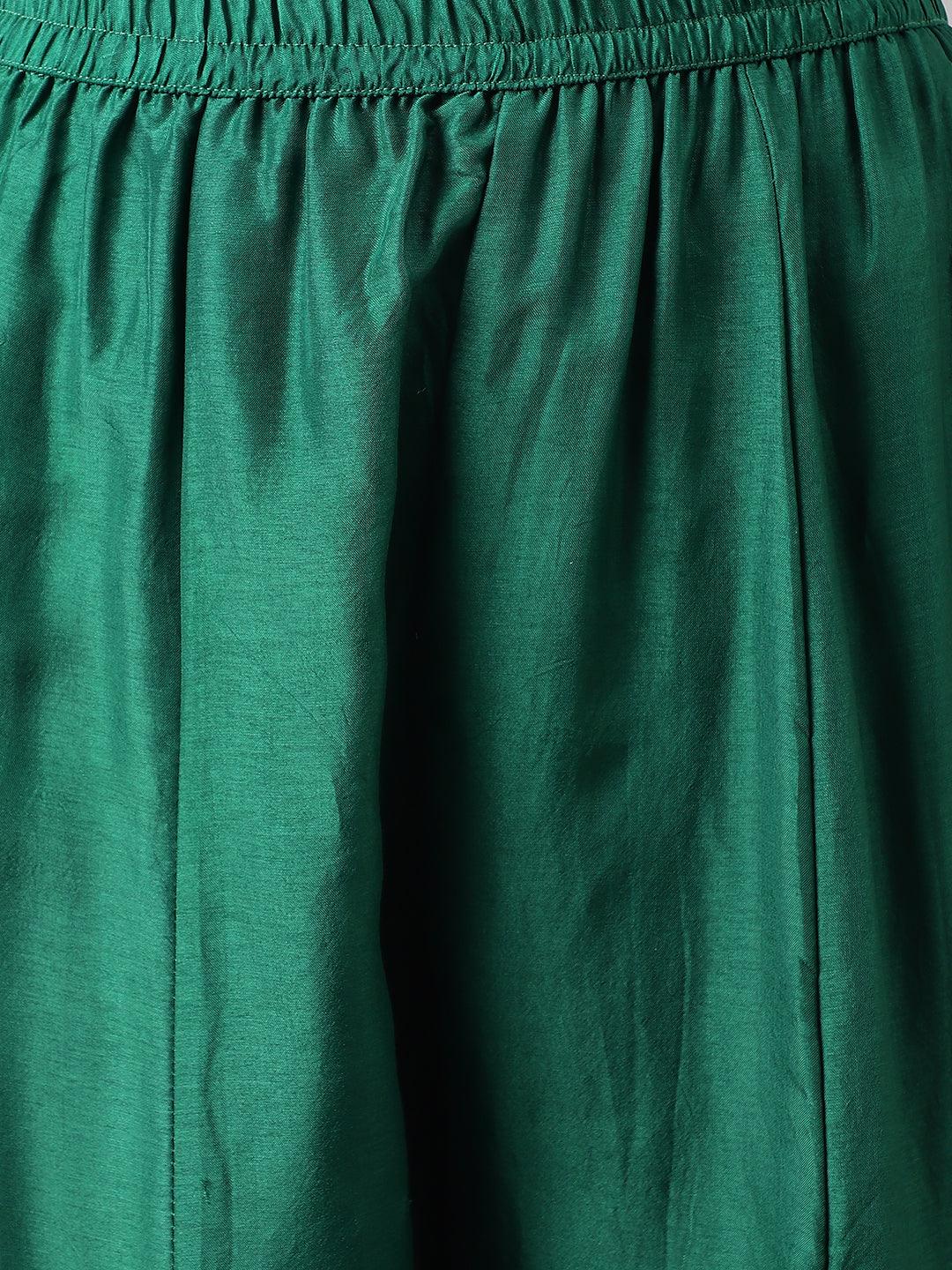 Green Uppada Silk Hand Embroidery Kurta Sharara With Organza Dupatta | LASVINI - Redefining Indian Fashion with Elegance