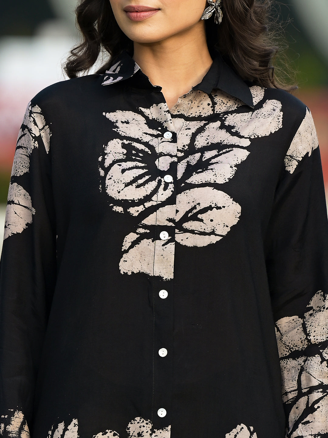 Black Hand Painted Women Muslin Co-Ord Set | LASVINI - Redefining Indian Fashion with Elegance