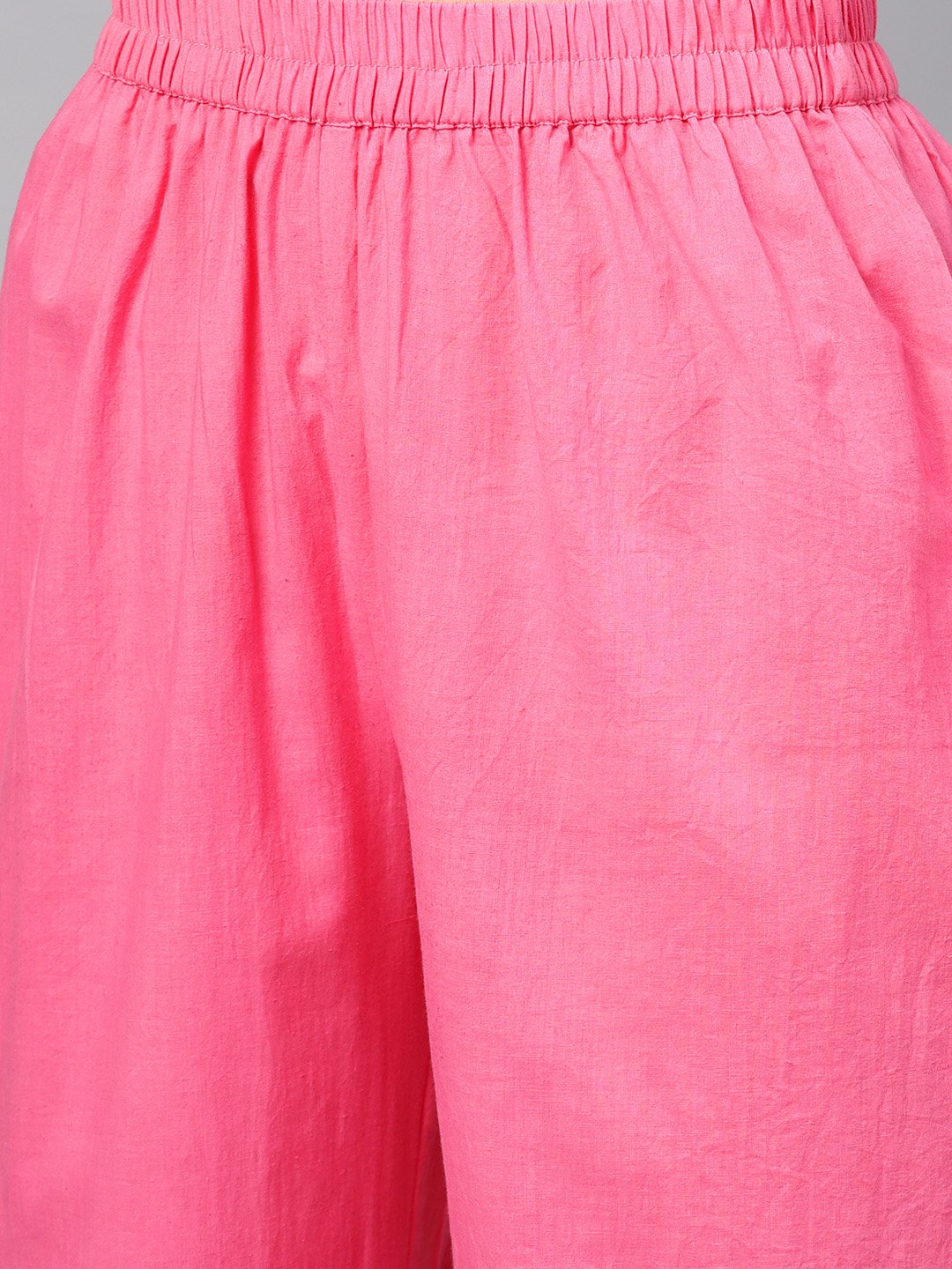 White Printed Floral Straight Kurta Set With Solid Pink Pants | LASVINI - Redefining Indian Fashion with Elegance