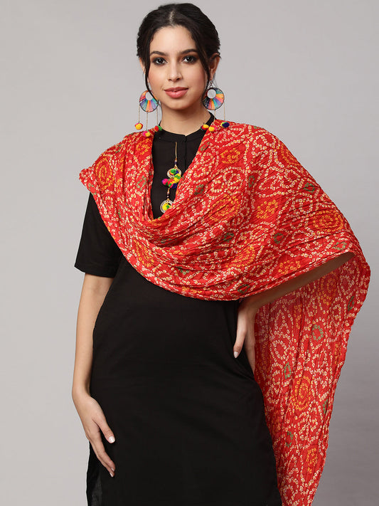 Women Blue Bandhini And Red Bandhani Dupatta Combo, Pack Of Two | LASVINI - Redefining Indian Fashion with Elegance