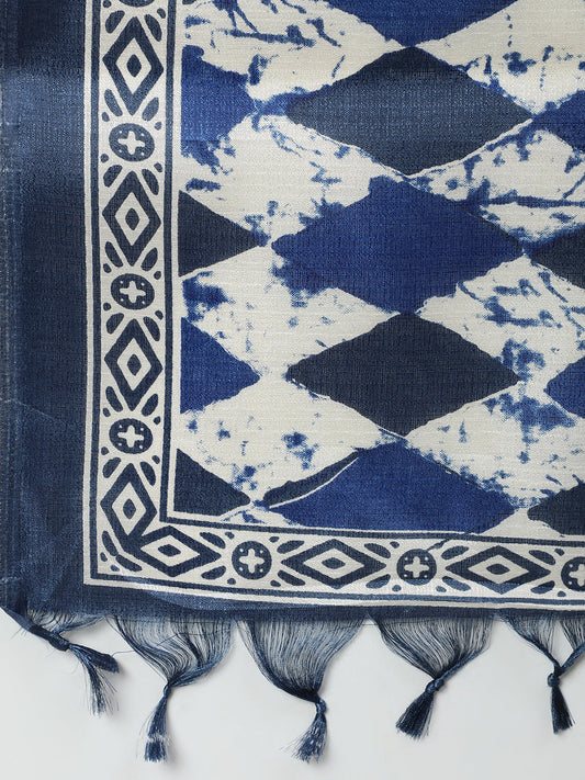 Women Blue And Off White Printed Dupatta Combo, Pack Of Two | LASVINI - Redefining Indian Fashion with Elegance