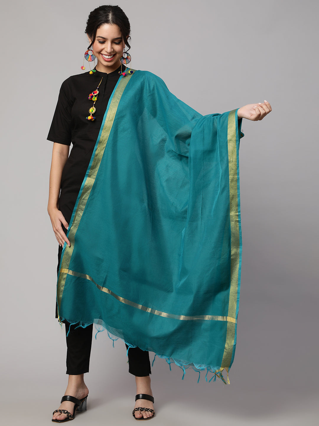 Women Dupatta Combo, Pack Of Three Brown, Beige, & Blue | LASVINI - Redefining Indian Fashion with Elegance