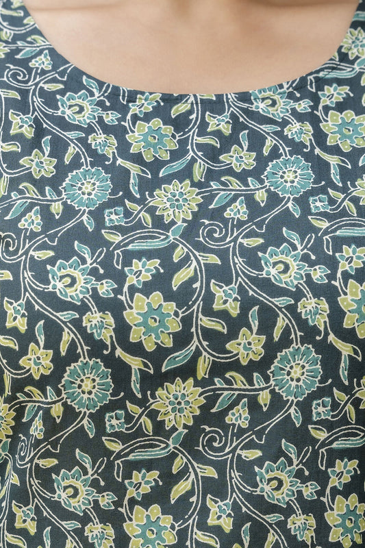 Women Green Printed Straight Kurta With Trouser | LASVINI - Redefining Indian Fashion with Elegance