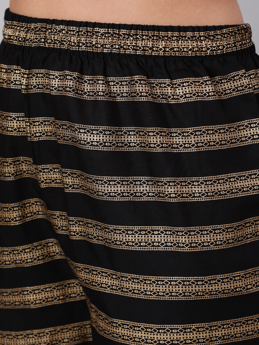 Black Gold Printed Straight Kurta Set With Net Dupatta for Women | LASVINI - Redefining Indian Fashion with Elegance