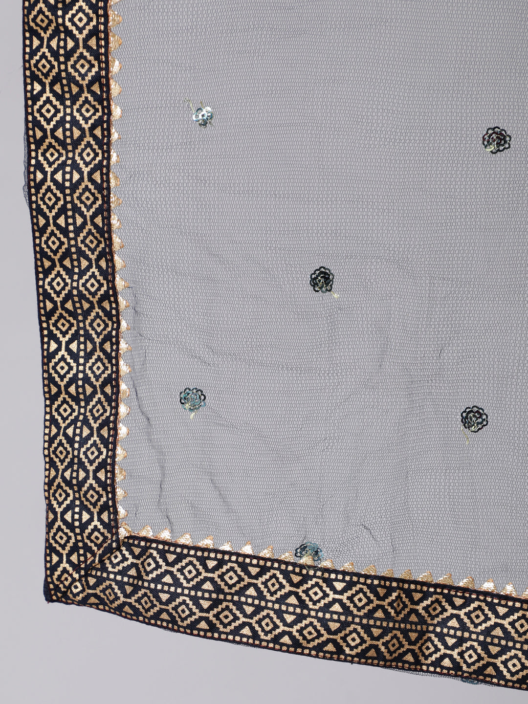 Navy Blue Gold Printed Straight Kurta Set With Net Dupatta for Women | LASVINI - Redefining Indian Fashion with Elegance