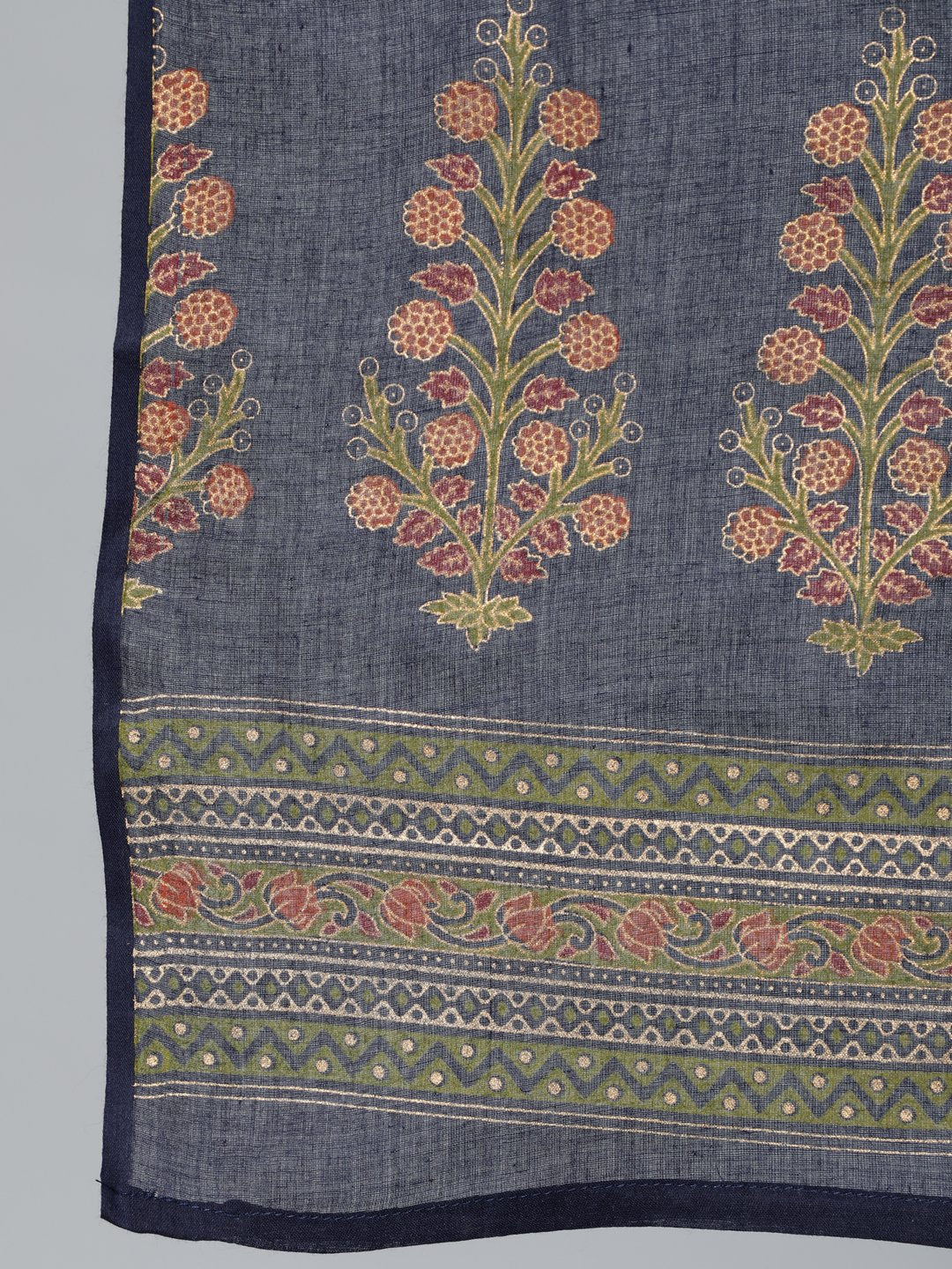 Women Blue And Gold Printed Traight Kurta With Palazzo & Dupatta | LASVINI - Redefining Indian Fashion with Elegance