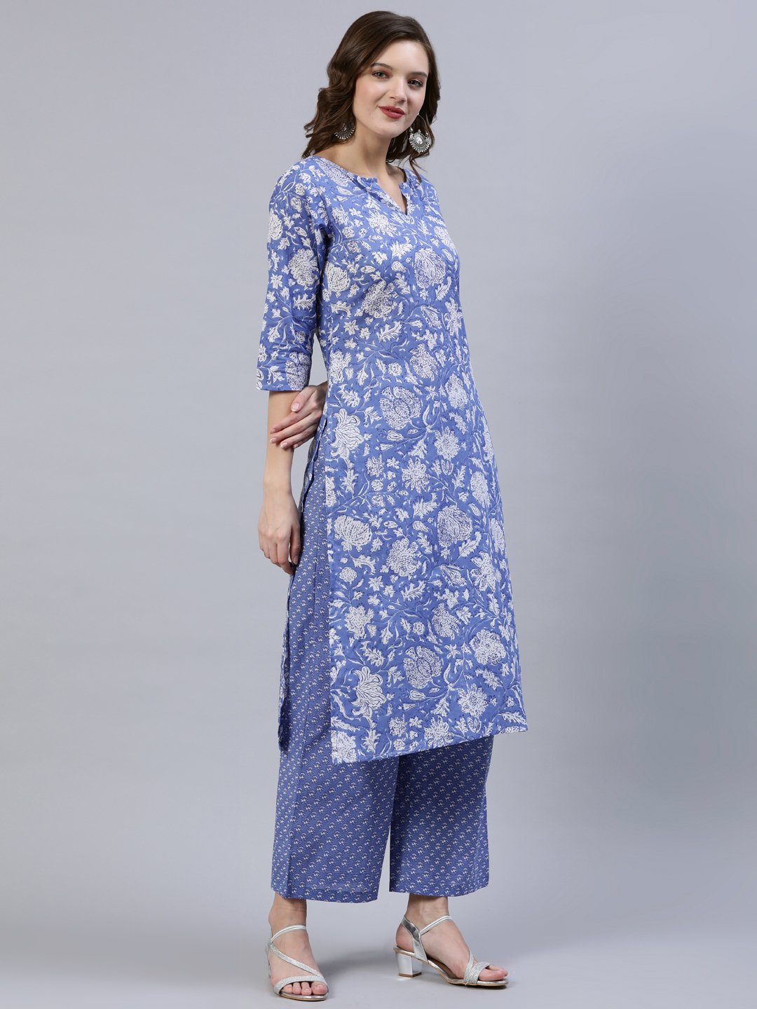 Women Purple Printed Straight Kurta With Palzo & Dupatta | LASVINI - Redefining Indian Fashion with Elegance