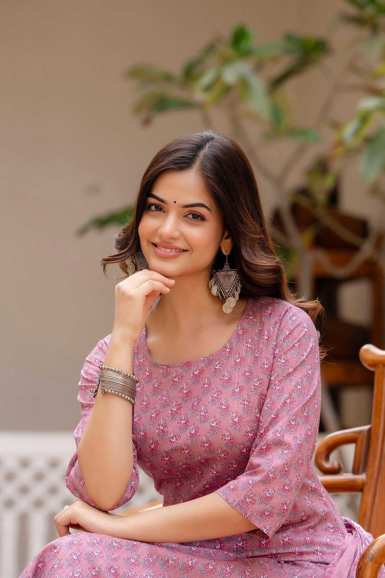 Women Pink Floral Printed Pure Cotton Kurta & Palazzos With Dupatta | LASVINI - Redefining Indian Fashion with Elegance