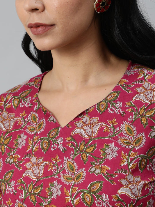 Women Burgundy Printed Flared Kurta With Trouser & Dupatta | LASVINI - Redefining Indian Fashion with Elegance
