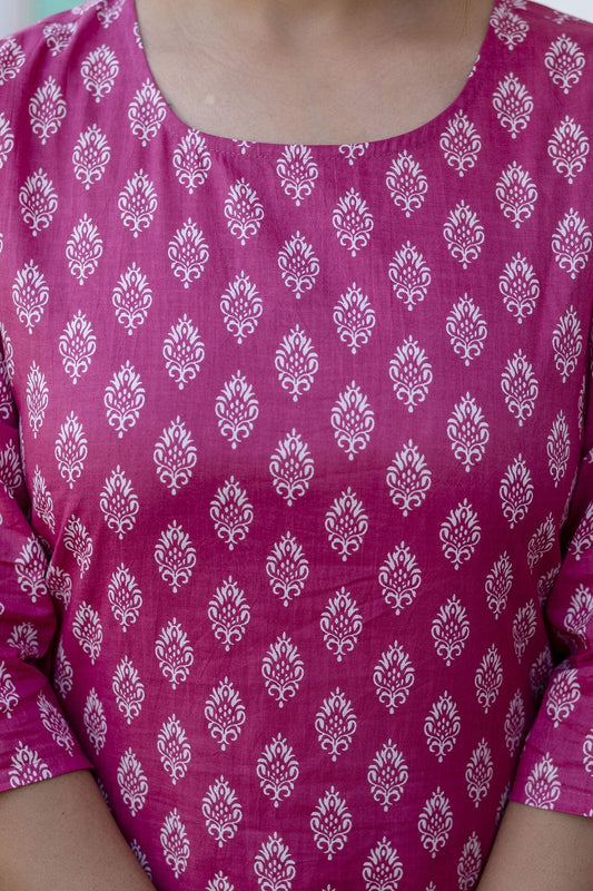 Women Pink Ethnic Printed Straight Kurta With Palazzo And Dupatta | LASVINI - Redefining Indian Fashion with Elegance