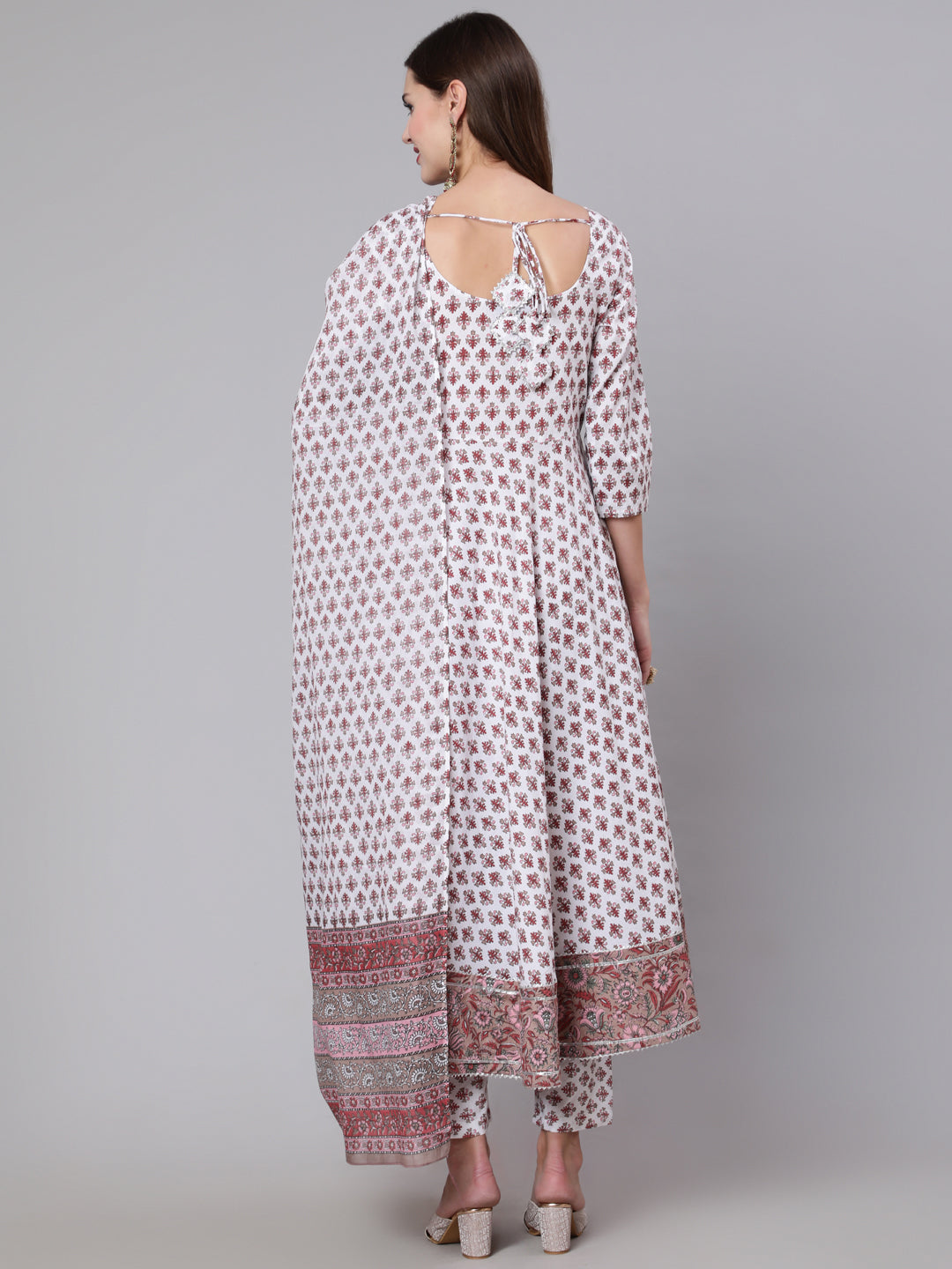 Women Off White Flared Kurta With Trouser & Dupatta | LASVINI - Redefining Indian Fashion with Elegance