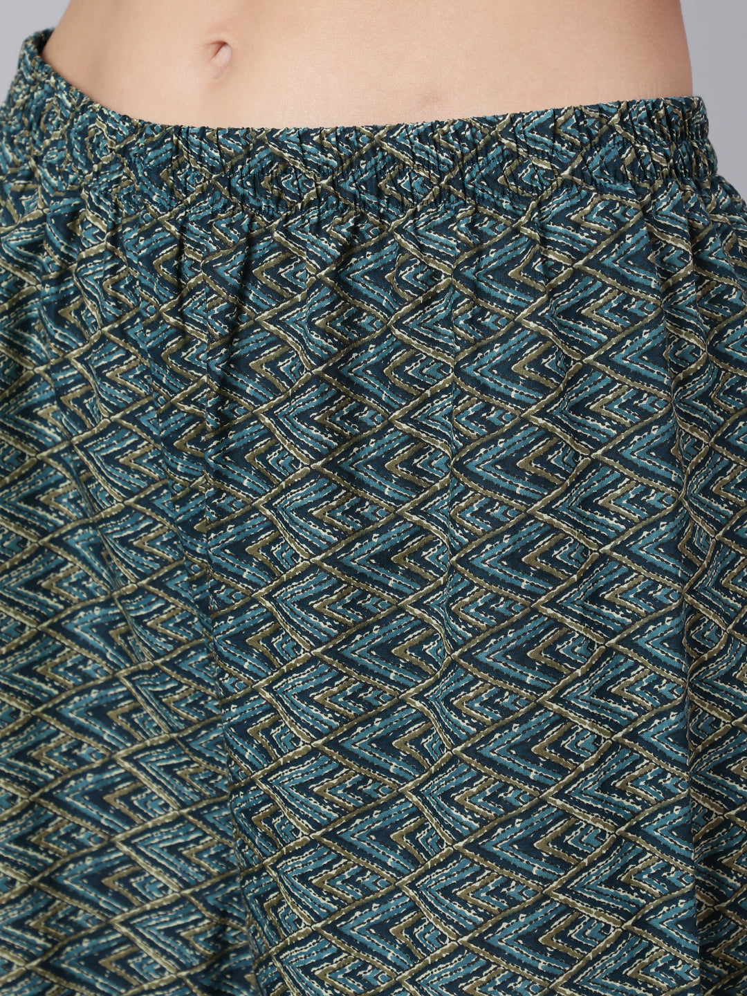 Women Teal Blue Printed Ethnic Kurta With Palazzo | LASVINI - Redefining Indian Fashion with Elegance
