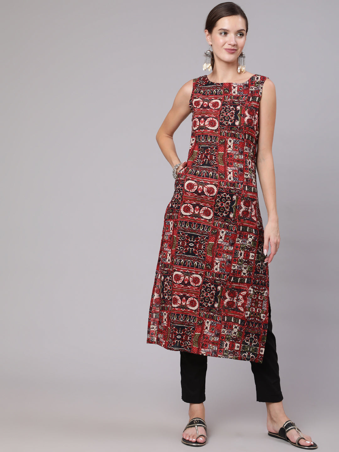 Women Multicoloured Printed Thread Work Kurta | LASVINI - Redefining Indian Fashion with Elegance