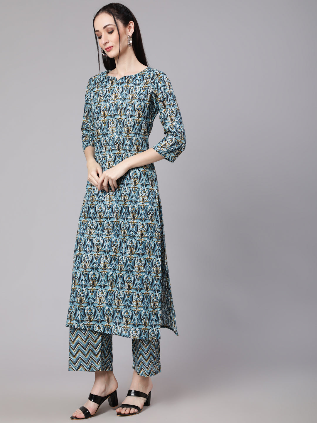 Women Multi Ethnic Printed Kurta With Palazzo And Dupatta | LASVINI - Redefining Indian Fashion with Elegance