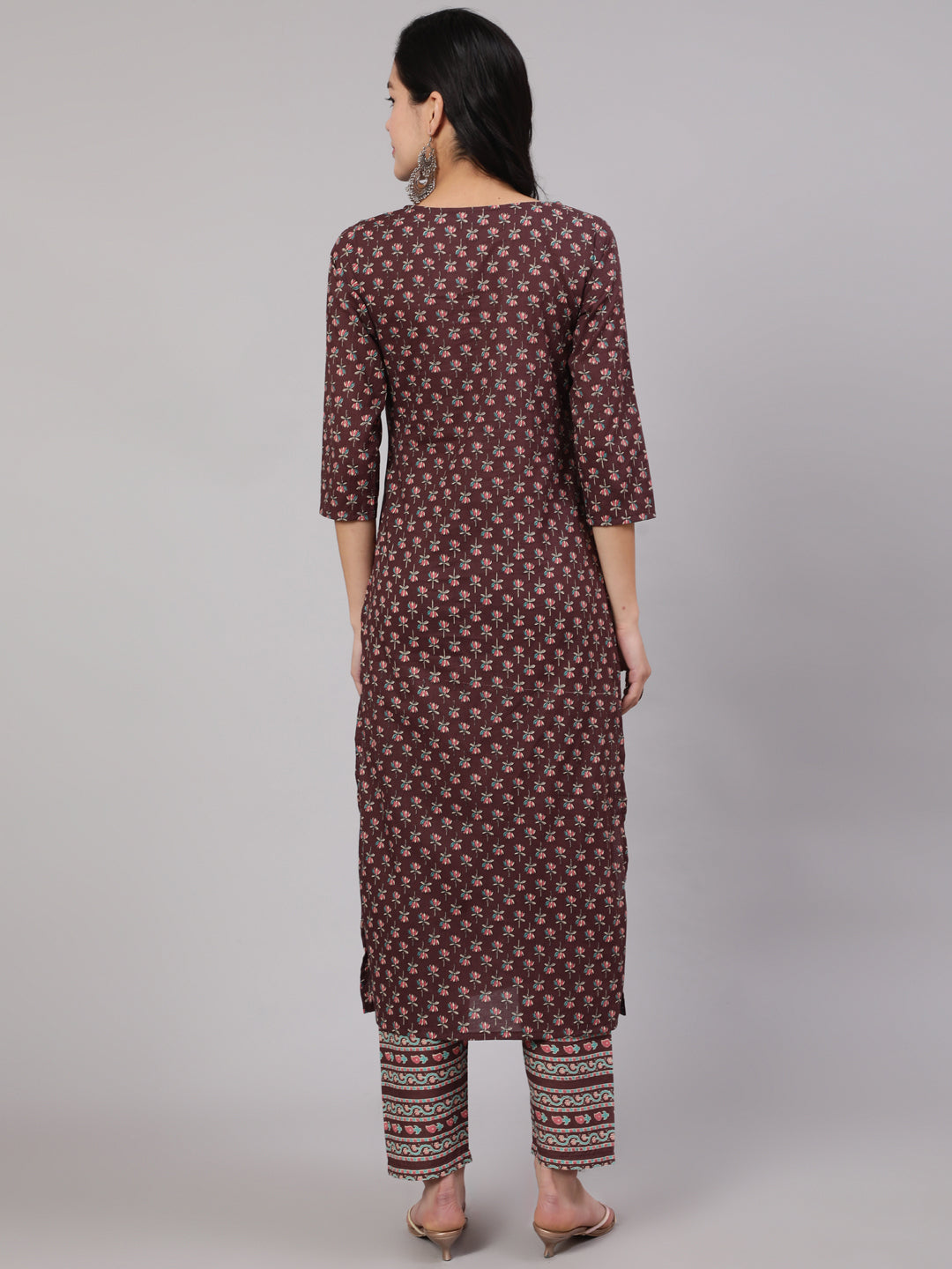 Women Purple Printed Straight Kurta With Trouser | LASVINI - Redefining Indian Fashion with Elegance