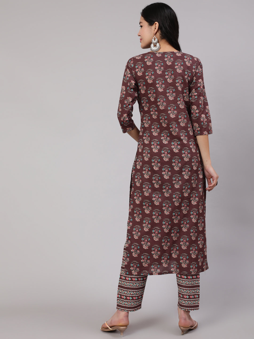 Women Purple Printed Straight Kurta With Trouser | LASVINI - Redefining Indian Fashion with Elegance