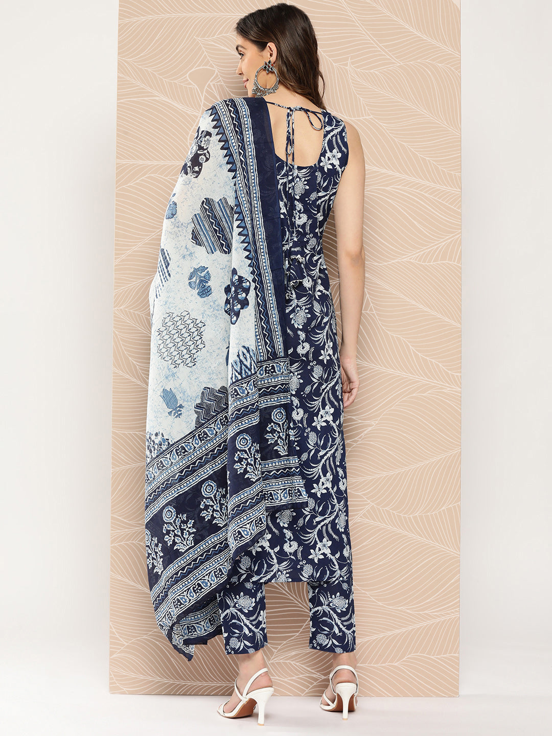 Women Blue Paisely Printed Straight Kurta With Trouser And Dupatta | LASVINI - Redefining Indian Fashion with Elegance