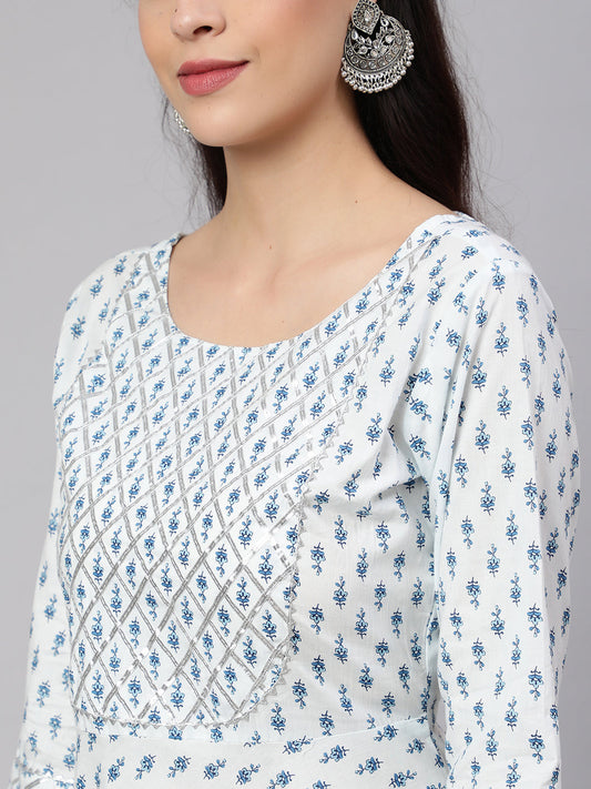 Women Off-White Ethnic Printed Kurta With Trouser And Dupatta | LASVINI - Redefining Indian Fashion with Elegance