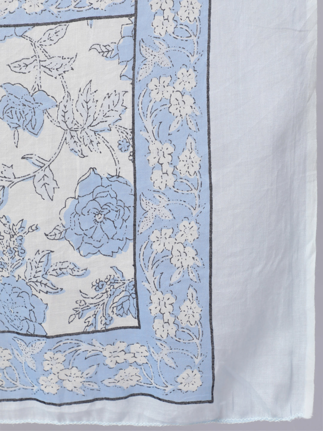 Women Blue Floral Printed Anarkali Kurta With Trouser And Dupatta | LASVINI - Redefining Indian Fashion with Elegance