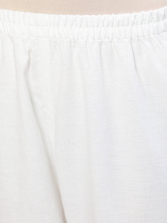 Women White Solid Pant With Lace Details | LASVINI - Redefining Indian Fashion with Elegance