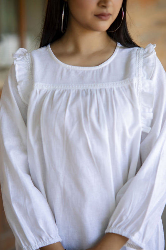 Women White Straight Tunic | LASVINI - Redefining Indian Fashion with Elegance