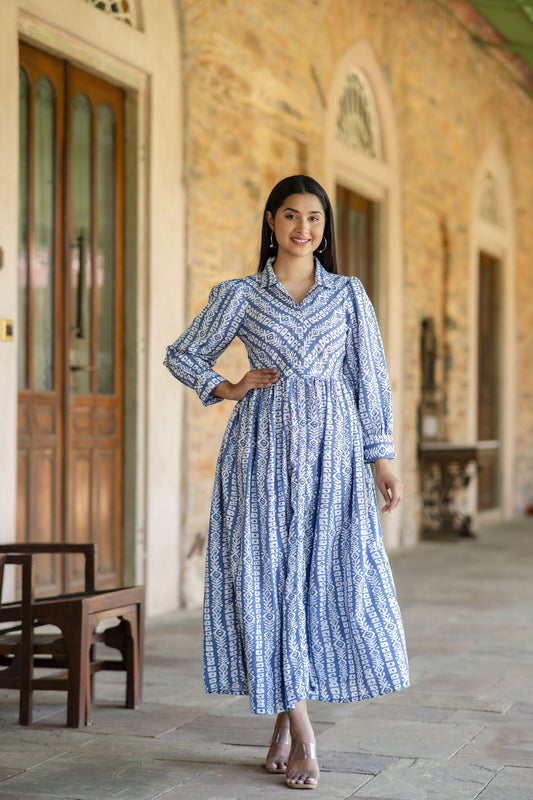 Women Grey Geometric Printed Formal Dress | LASVINI - Redefining Indian Fashion with Elegance