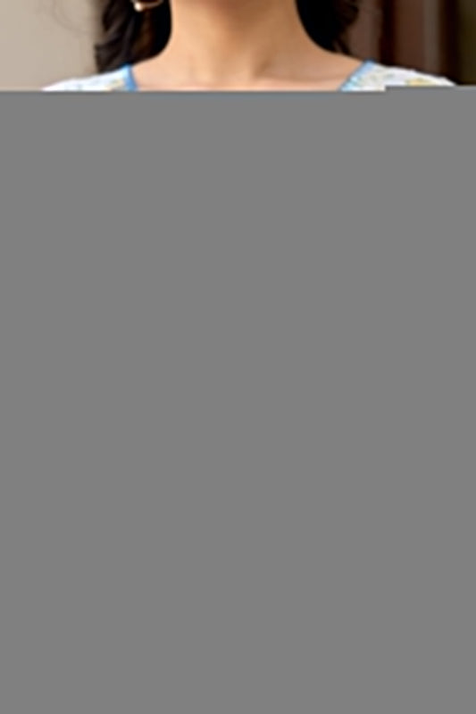 Women Off-White Printed V-Neck Peplum Tunic | LASVINI - Redefining Indian Fashion with Elegance