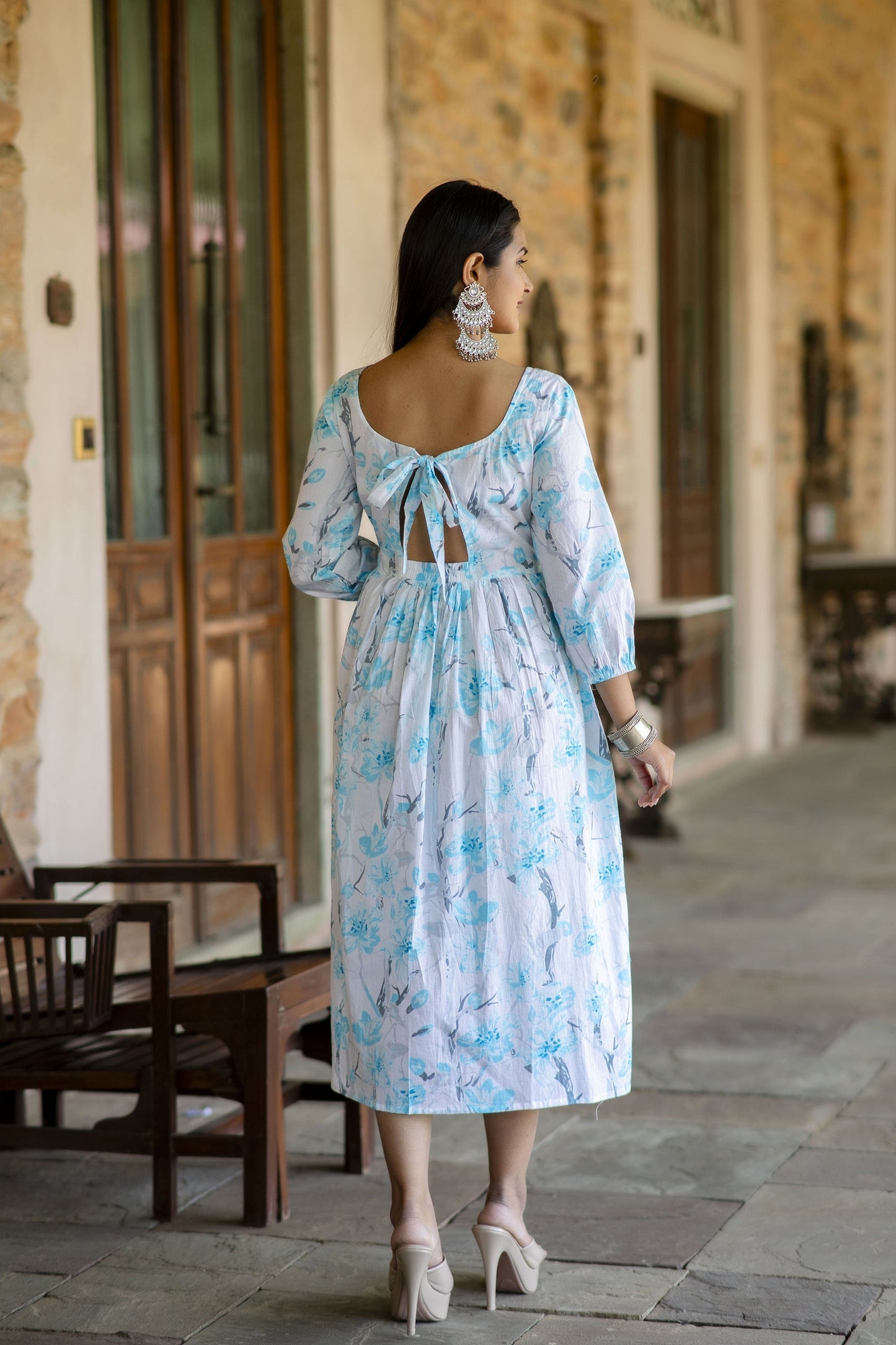 Women Off White Floral Printed Mini Dress | LASVINI - Redefining Indian Fashion with Elegance