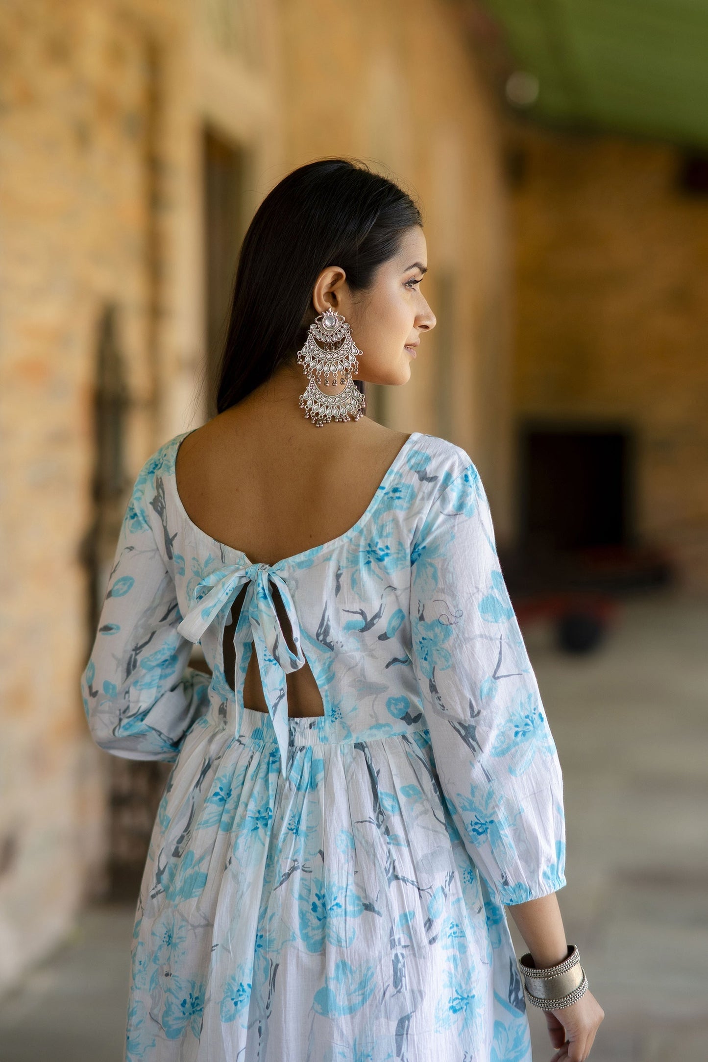 Women Off White Floral Printed Mini Dress | LASVINI - Redefining Indian Fashion with Elegance