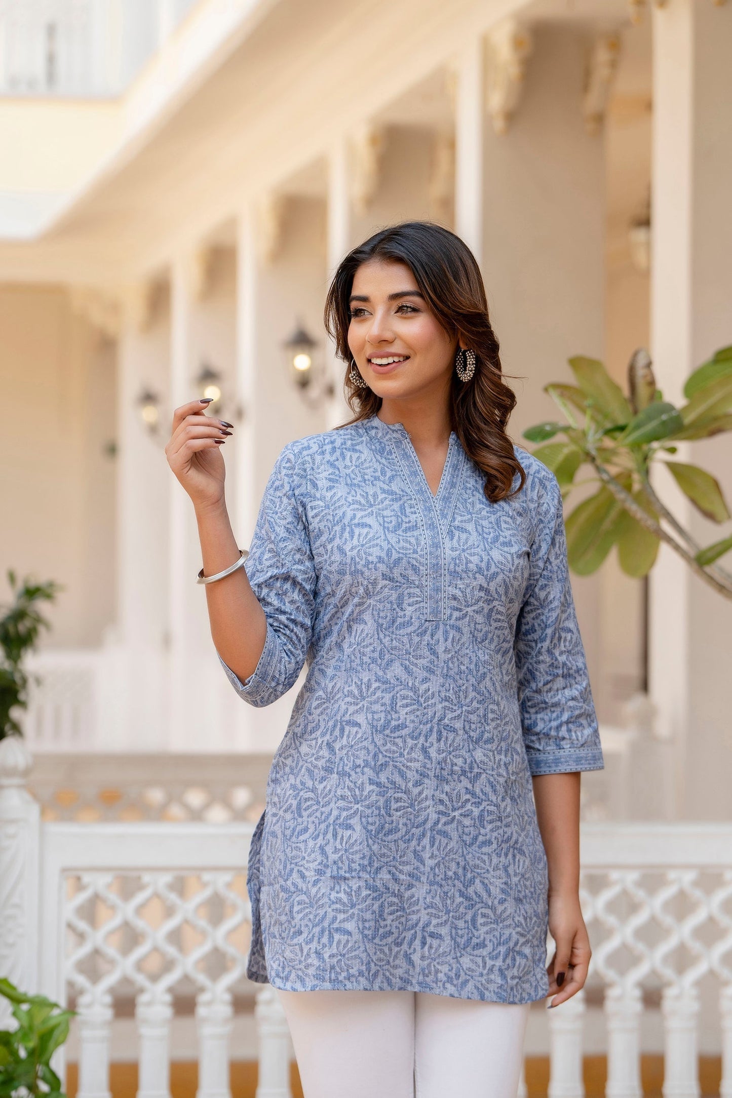 Women Blue Straight Tunic | LASVINI - Redefining Indian Fashion with Elegance