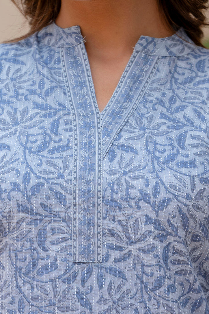Women Blue Straight Tunic | LASVINI - Redefining Indian Fashion with Elegance