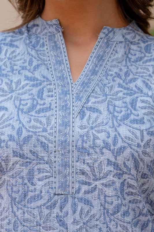 Women Blue Straight Tunic | LASVINI - Redefining Indian Fashion with Elegance