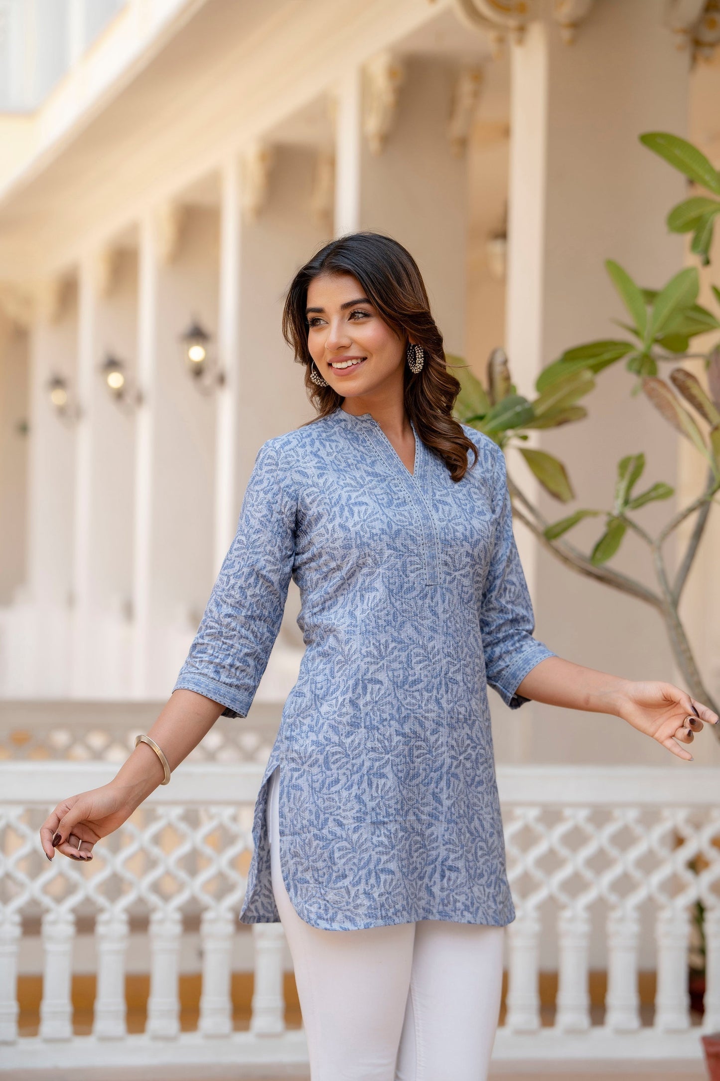 Women Blue Straight Tunic | LASVINI - Redefining Indian Fashion with Elegance