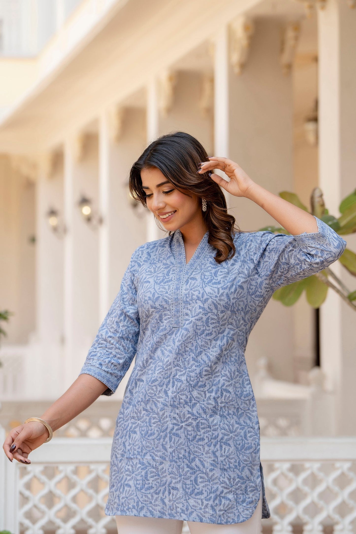 Women Blue Straight Tunic | LASVINI - Redefining Indian Fashion with Elegance