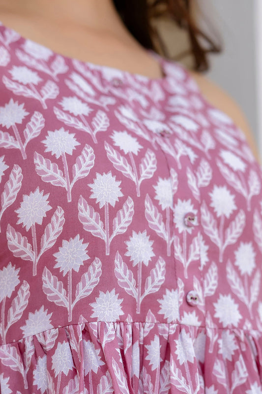 Women Mauve Printed Co-Ord Set | LASVINI - Redefining Indian Fashion with Elegance