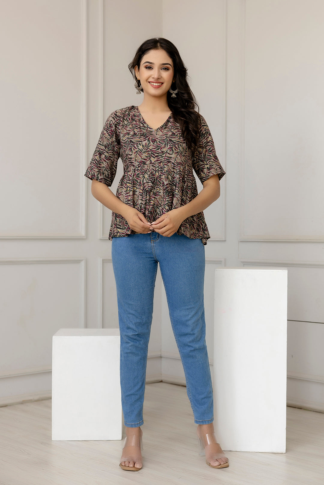 Women Multi Printed Peplum Tunic | LASVINI - Redefining Indian Fashion with Elegance