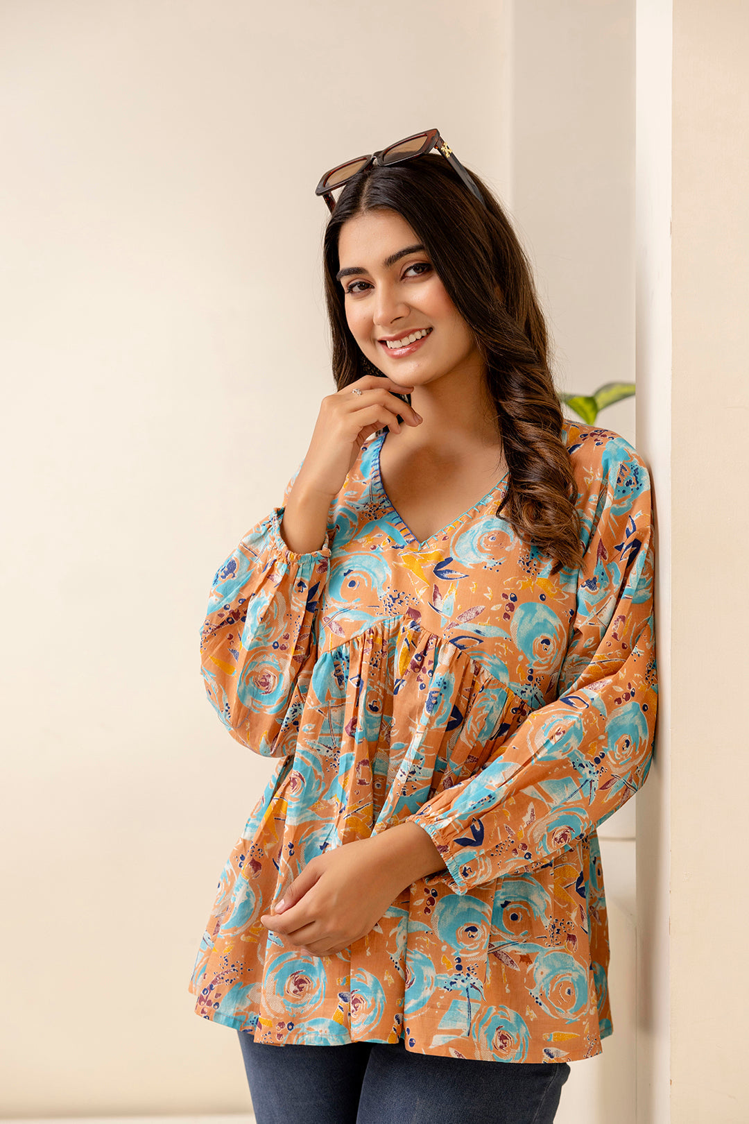 Women Multi Printed Peplum Tunic | LASVINI - Redefining Indian Fashion with Elegance