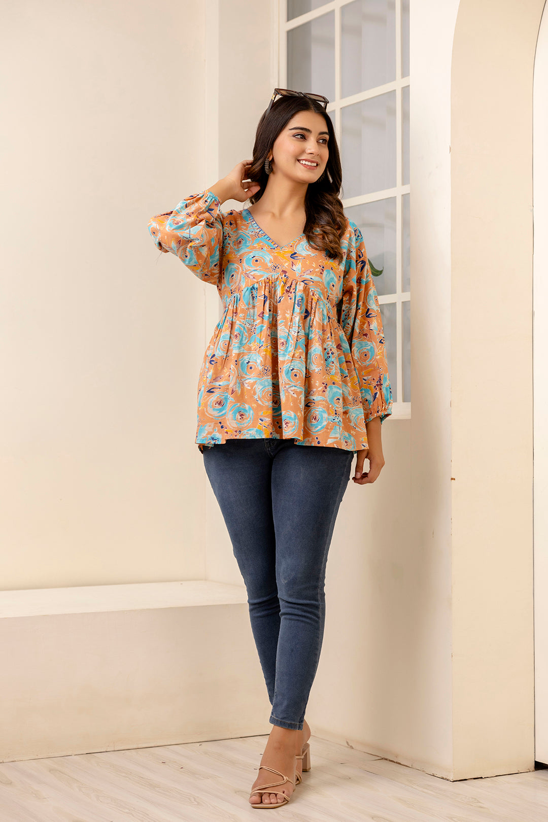 Women Multi Printed Peplum Tunic | LASVINI - Redefining Indian Fashion with Elegance