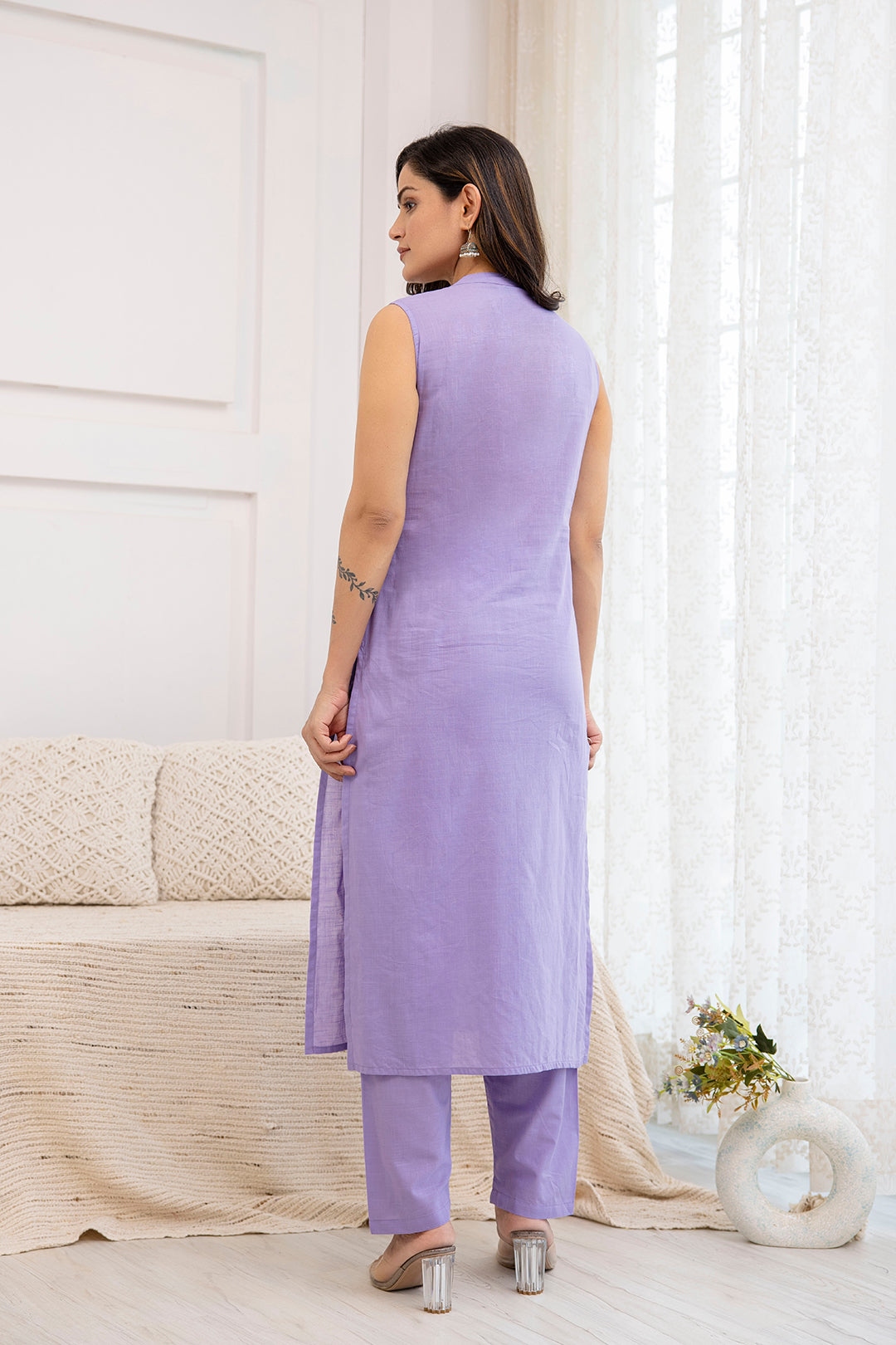 Women Purple Straight Kurta With Trouser | LASVINI - Redefining Indian Fashion with Elegance