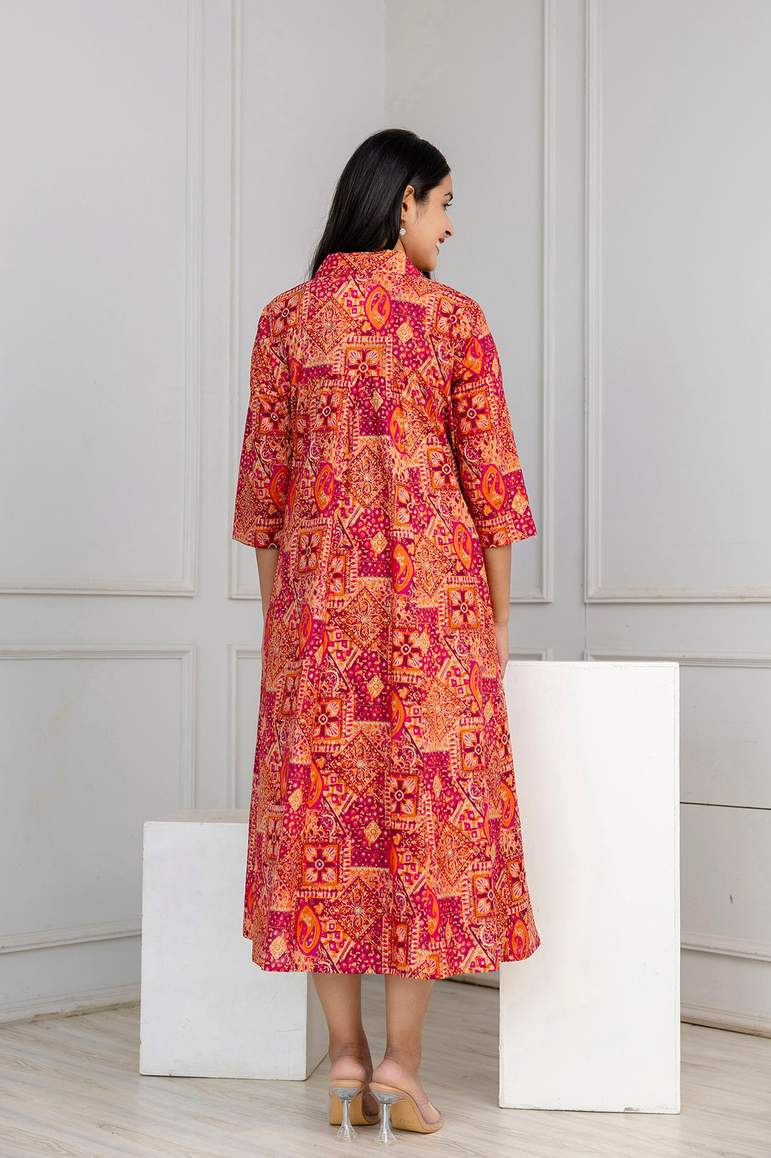 Women Multicolor Printed Flared Dress | LASVINI - Redefining Indian Fashion with Elegance