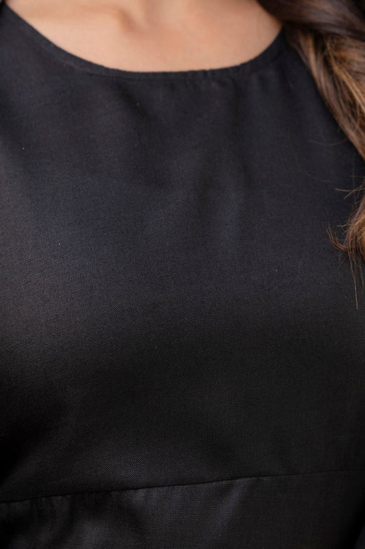 Black Straight Kurta Set With Printed Dupatta for Women | LASVINI - Redefining Indian Fashion with Elegance