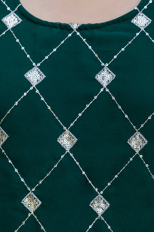 Green Embroidered Kurta With Wide Leg Palazzo and Dupatta | LASVINI - Redefining Indian Fashion with Elegance